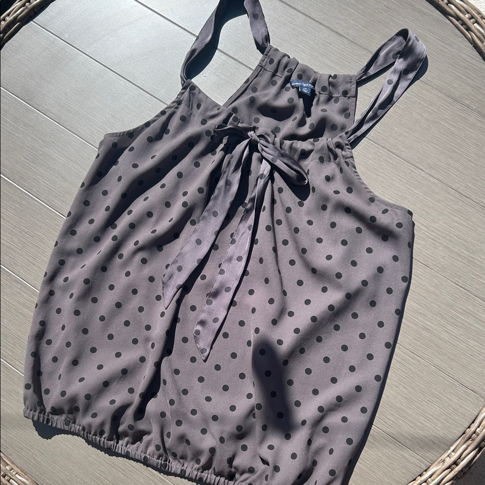 3/$20 American Eagle Outfitters Gray Polka Dot Tank Top
